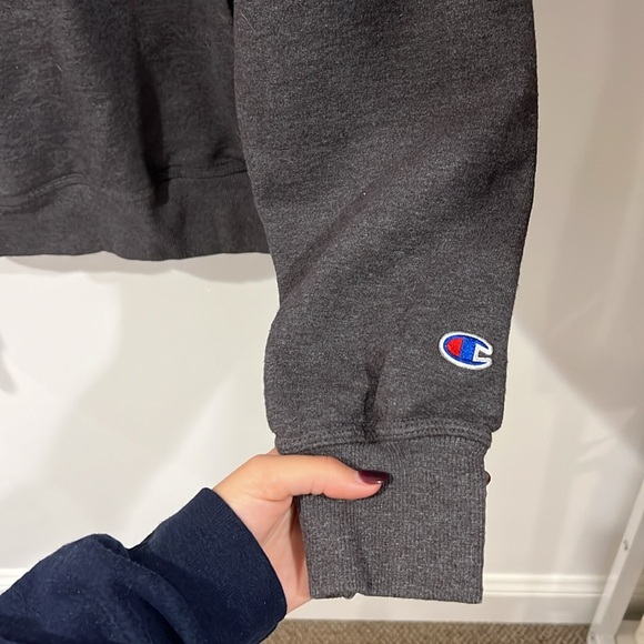 Champion Men's Powerblend Quarter-Zip gray sweatshirt, size medium - Picture 3 of 8